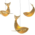 Golden Fish Tail Shaped Chandeliers Modern Decorative Hanging Lighting Design 3d model