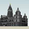 Grand Classical Office Building With Domes Central Tower And Symmetrical Design
