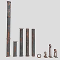 Metal Pipes In Various Sizes With Rustic Finish And Fittings For Industrial Use