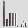 Industrial LOFT pipe old rusty pipe iron pipe steel pipe fittings hardware 3d model