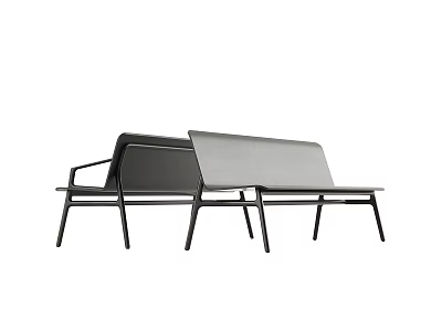 Modern Outdoor Chairs Featuring Black Gray Metal Frames And Mesh Backrests Design 3d model