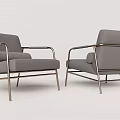 Modern Gray Single Sofa With Metal Frame And Comfortable Cushion Design 3d model