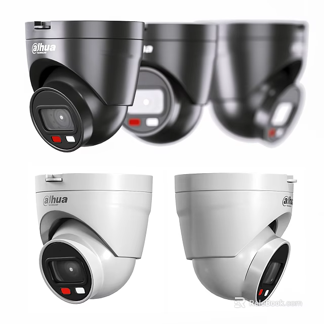 DAHUA Projection Surveillance Dome Cameras Black and White Security Devices 3d model 