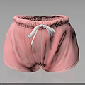 Pink Casual Shorts With White Drawstring Elastic Waist For Comfortable Summer Wear