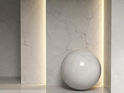 Modern Marble Sphere Component in Interior with Textured Wall and Lighting 3d model