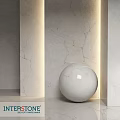Modern Marble Sphere Component in Interior with Textured Wall and Lighting