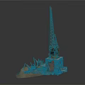 Heavy Construction Crane Equipment With Base Structure And Debris On Site