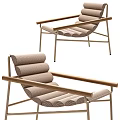 Modern Lounge Chair With Wooden Armrests And Upholstered Fabric For Comfortable Relaxation Design