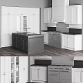 Stylish Modern Kitchen Design Featuring White Cabinets And Dark Island Countertop
