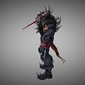 Game And Movie Character With Muscular Build Spiked Armor Red Accents And Clawed Hands
