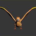 Colorful Flying Animal With Yellow Orange Wings Red Yellow Tail Blue Beak And Orange Body