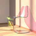 Transparent Acrylic Single Chair With Modern Minimalist Design And Sunlight Shadow Against Wall