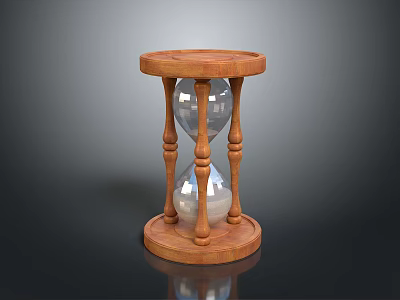 Wooden Stand Hourglass With Transparent Glass Body And Sand Timer For Home Decor 3d model