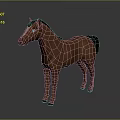 Realistic Brown Horse 3D Model Standing With Gray Background And Detailed Design
