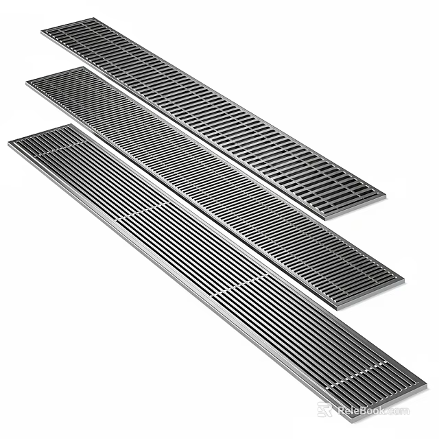 Metal Air Conditioner Vents with Long Strip Grille Design for HVAC System 3d model 