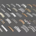 Various Landscape Bridge Models with Different Designs and Materials Arranged on White Background 3d model