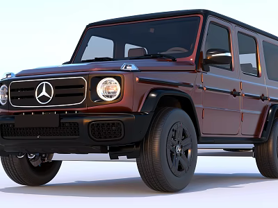 Mercedes G Class Dark Red Luxury SUV With Black Wheels And Front Design 3d model