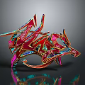 Colorful 3D Rendered Abstract Graffiti Art With Vibrant Red Pink Blue Geometric Shapes