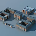 School Campus Buildings With Brick Exteriors Multiple Structures And Roof Designs