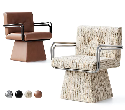 Modern Casual Leisure Sofa Chair Set With Sleek Metal Armrests And Multiple Upholstery Options 3d model