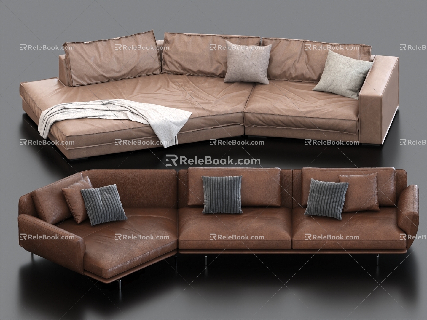 Multiplayer Sofa Sofa Combination Shaped Sofa Leather Sofa 3d model