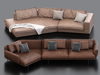 Multiplayer Sofa Combination Shaped Sofa Leather Sofa 3d model