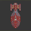 Red And Blue Cosmic Spaceship 3D Model Showcasing Detailed Aerospace Structure And Modern Design