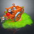 Modern ancient frame car rickhuke frame car trolley 3d model