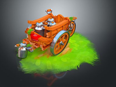 Modern ancient frame car rickhuke frame car trolley 3d model