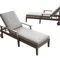 Outdoor Modern Lounge Chair With Wooden Frame Gray Cushion And Wheels