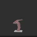 Pink Reptile Dragon Head With Neck Spikes And Orange Eyes 3D Model On Black Background