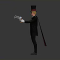 Stylish Character With Top Hat Sunglasses Blonde Hair Black Suit Red Cape White Gloves