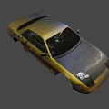 Blue Custom Painted Sports Car With Yellow Stars And Side Graphics Design