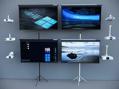 Projection Monitoring System With Projection Screens Surveillance Cameras And Display Content 3d model