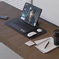 Laptop Desk Setup With Keyboard Mouse Smartphone Notebook And Coffee Cup 3d model