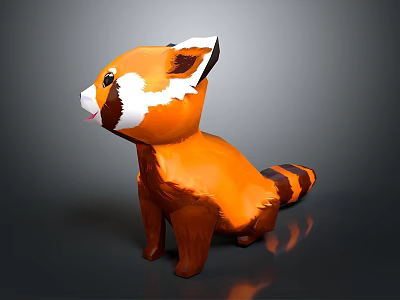 Red Panda Plush Doll With Orange Brown Fur White Face And Striped Tail 3d model