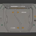 Industrial Restricted Area Door Design With Blue Green LED Strips Yellow Arrow Signs