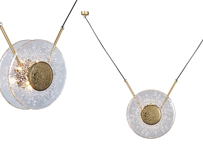 Modern Round Glass Pendant Light With Gold Accents And Transparent Shade 3d model