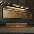 Modern Gold Wall Lamp with HOWE PACK Tweed Threep Plaques on Wooden Wall