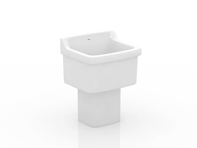Clean White Square Pedestal Sink Design For Modern Bathroom Interiors 3d model