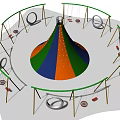 Outdoor Playground Equipment With Conical Climbing Structure Circular Frame Swings And Tire Rings