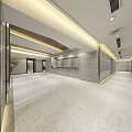 Modern Elevator Hallway With Marble Floor Metal Doors Wall Decor And Lighting 3d model