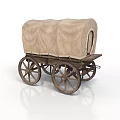 Vintage Covered Wagon With Canvas Top And Wooden Wheels Design