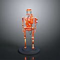 Orange Metallic Robot Equipment With Black Base And Detailed Mechanical Design