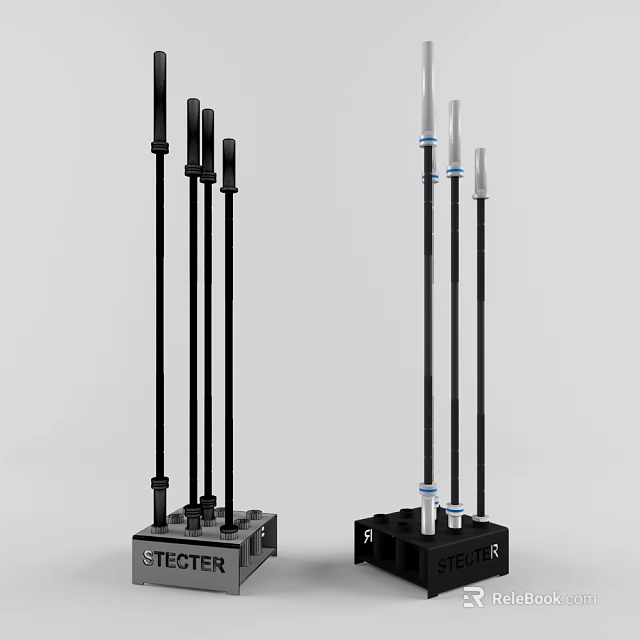 Durable Sports Equipment Agility Training Poles With Black White Design And Stable Base 3d model 