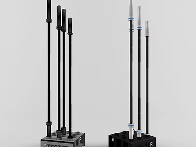 Durable Sports Equipment Agility Training Poles With Black White Design And Stable Base 3d model
