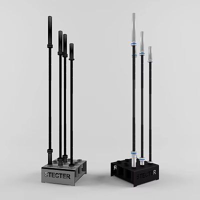 Durable Sports Equipment Agility Training Poles With Black White Design And Stable Base 3d model