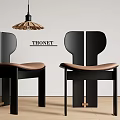 Black THONET Dining Chairs With Brown Leather Seat And Unique Back Design On Wooden Floor