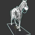Realistic Brown Horse Statue With Leather Saddle On Patterned Base