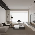 Modern Living Dining Room Interior With Digital Clock Black Decorative Figurine And Bar Stools